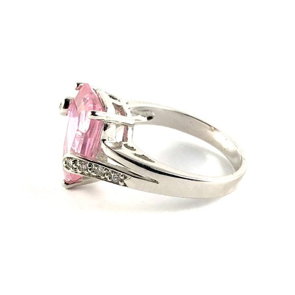 Beautiful Silver Tone Pink CZ Ring Size 9.75 - Picture 3 of 4